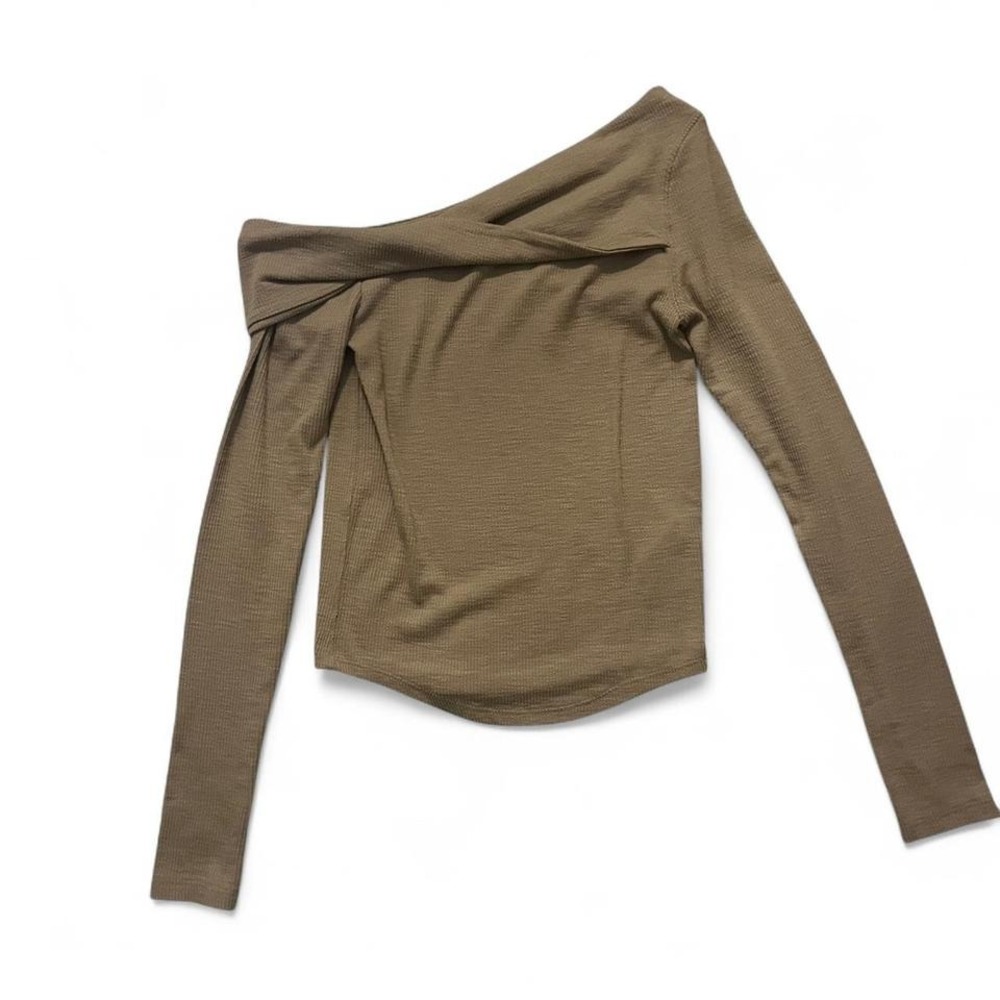 Free people one shoulder tan long sleeve